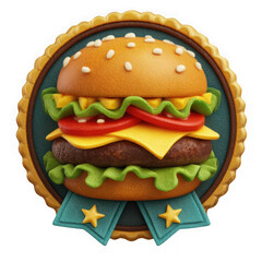 Delicious gourmet burger with cheese lettuce and tomato isolated on transparent background