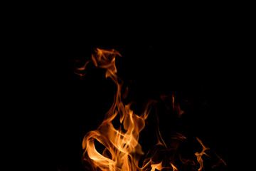 Vibrant Flames Dancing Against Black Background for Visual Impact