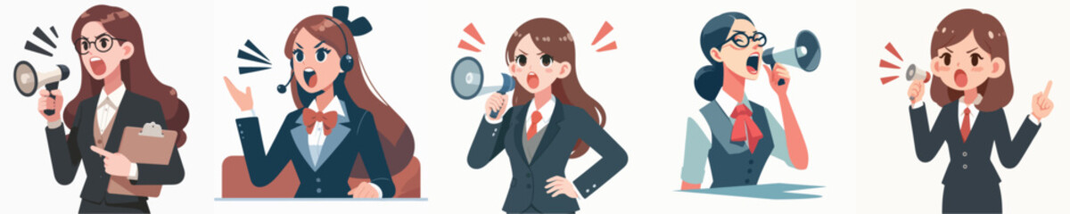 female secretary character vector is screaming