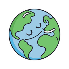 Cute cartoon earth with a happy and relaxed expression for Earth Day