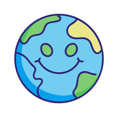 Cartoon Earth with a Smiling Face, a Lighthearted Global Icon