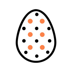 Fototapeta premium Easter egg with orange and black polka dots and black outline design