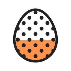 Whimsical Easter egg with polka dots and orange section for festive spring