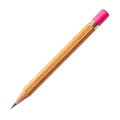 Naklejka premium A sharpened wooden pencil with a pink eraser and metal ferrule isolated on transparent background