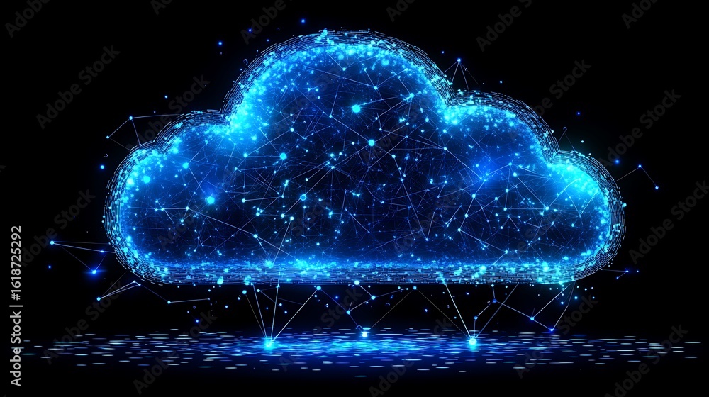 Poster abstract representation of a cloud computing concept.