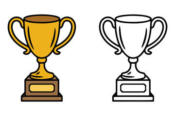 Vector trophy icons in gold and black outline styles, perfect for awards, achievements, and competitions.