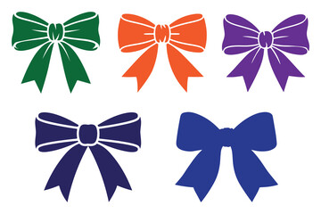 Bright and colorful bow tie vector icons set, great for fashion, decoration, or celebration designs.