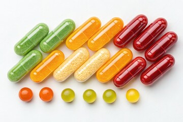 Colorful Variety of Pills and Capsules for Health and Wellness Use