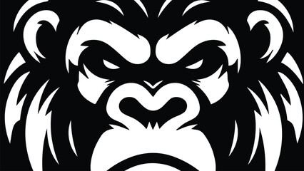 Fototapeta premium black and white gorilla face background