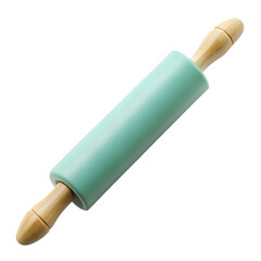 Mint colored rolling pin with handles isolated on transparent background
