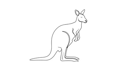 Outline of a kangaroo standing on hind legs with a neutral expression  