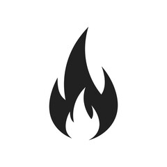 Simple Fire Flame Silhouette Icon for Heat, Energy, and Danger Concepts