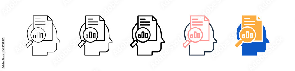 Poster analysis different style icons set vector illustration.