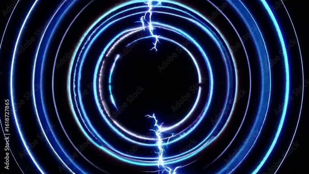 Poster abstract illustration of glowing electric waves emanating from a central point. this image would be 
