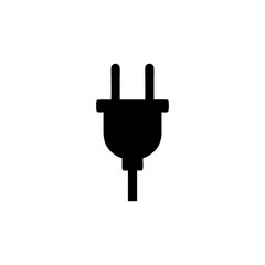 Simple Electrical Power Plug Silhouette Icon for Energy and Connection
