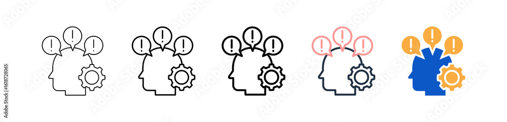 Poster problem different style icons set vector illustration.