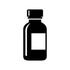 Medicine Bottle or Vial Silhouette Icon for Pharmaceutical and Health Products