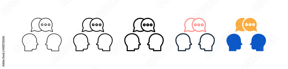 Poster discussion different style icons set vector illustration.