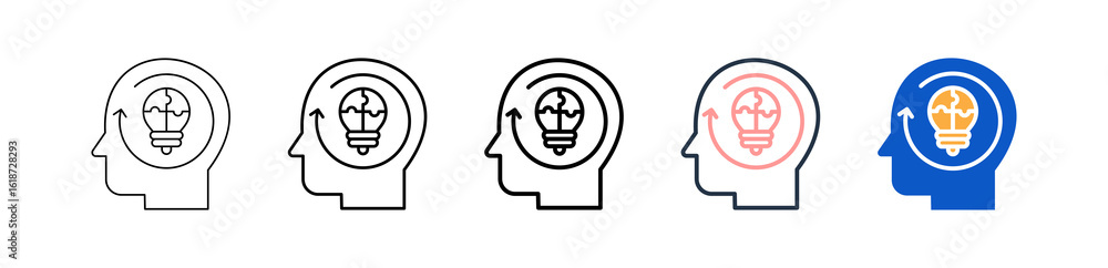 Poster logical thinking different style icons set vector illustration.