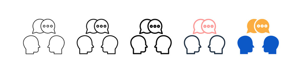 Discussion different style icons set vector illustration. 