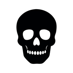 Black skull silhouette with white eye sockets and teeth human skull