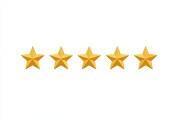 Obraz premium Five golden stars on white background for rating and review