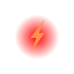 Red Circle Lightning Bolt Icon: Minimalist Energy Power Symbol Graphic Design