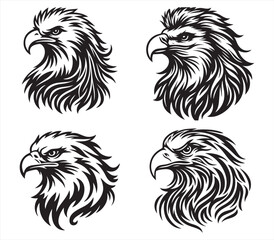 Eagle Head Tribal Style &ndash; Bold Monochrome Bird Illustration