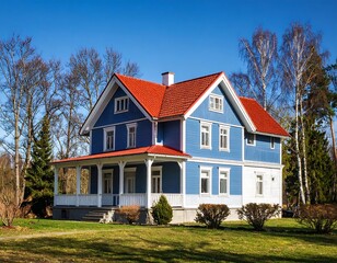 Colorful house in a sunny landscape