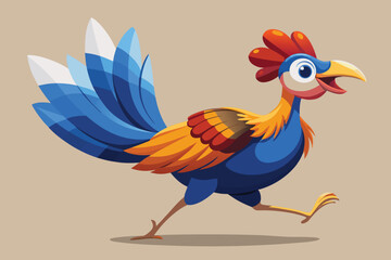 Obraz premium Cartoon Running Turkey Illustration for Thanksgiving and Holiday Designs Vector Art