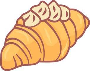 Vector illustration of assorted croissants with various toppings, perfect for bakery design, food icons, menu graphics, and pastry decorations.