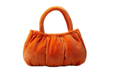 A small orange purse with a handle