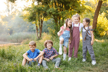 Group of children spending time in nature