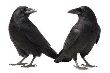 Fototapeta premium Two black crows standing next to each other