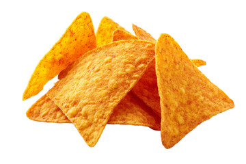 Naklejka premium A pile of tortilla chips with a white background