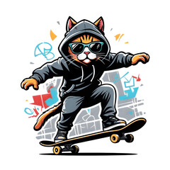 Cartoon snowboarder jumping in air vector illustration with fun comic style character
