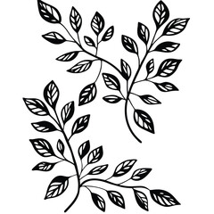 Seamless black and white vector floral pattern with swirling leaves and vintage flower elements, perfect for elegant design decoration