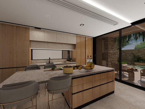 cocina de lujo con materiales de Porcelanosa 