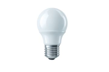 A white light bulb is sitting on a white background