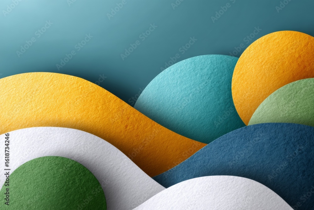 Poster colorful abstract paper layers with smooth curves and textured surface