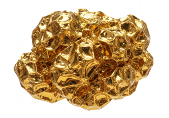 Gold nugget isolated on transparent background