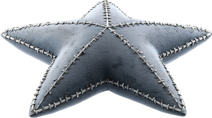 Stitched Star Cushion 3d rendered, isolated on transparent background