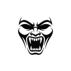 Obraz premium Fearsome vampire face with sharp fangs and evil eyes