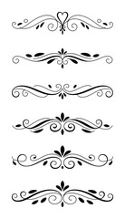 Obraz premium Elegant black ornamental dividers and flourishes white