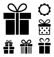 Gift boxes and decorative elements present ribbon