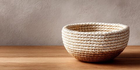 Interior with a wicker vase.