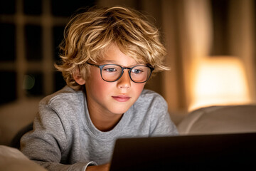 boy working on laptop