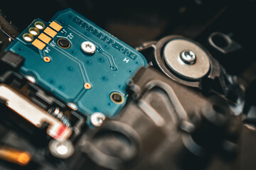 close up of internal technology computer components