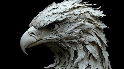 Detailed sculpture of an eagle's head.