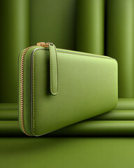 green leather handbag